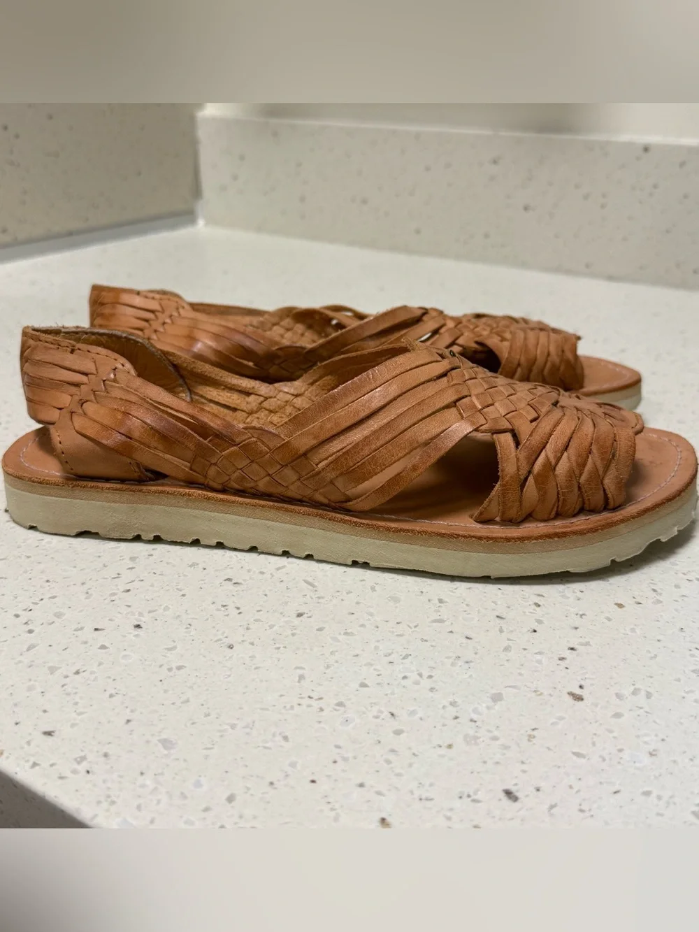 Women’s Braided Leather Sandals in Tan